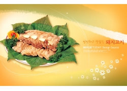 韩国风味美食海报PSD分层素材