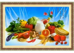 蔬菜水果壁画PSD分层素材