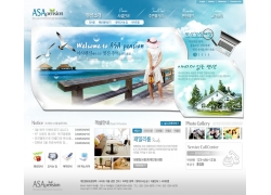 蓝色海景休闲度假网页模板