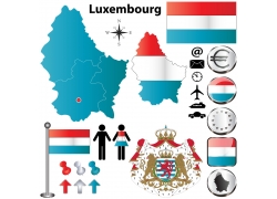 卢森堡国旗地图