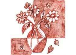 红色素描手绘花朵