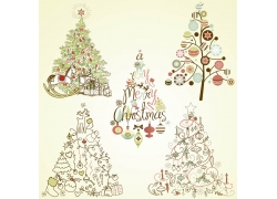 卡通圣诞树背景