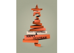 橙色纸条组成的圣诞树