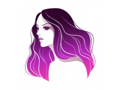 紫色长发美女